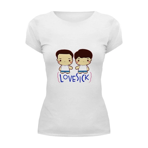 Заказать женскую футболку в Москве. Футболка базовая Love Sick от dex-ter-83@yandex.ru - готовые дизайны и нанесение принтов.