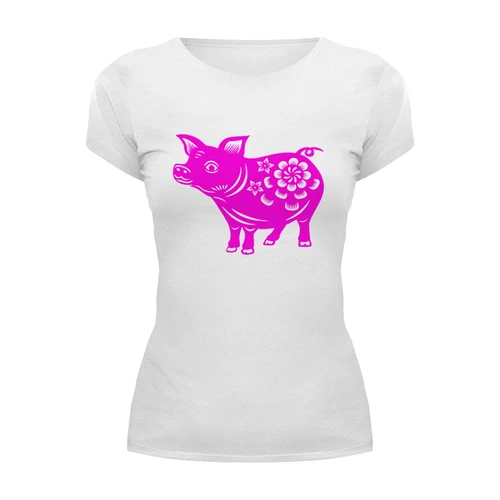 Заказать женскую футболку в Москве. Футболка базовая Розовая свинка от T-shirt print  - готовые дизайны и нанесение принтов.