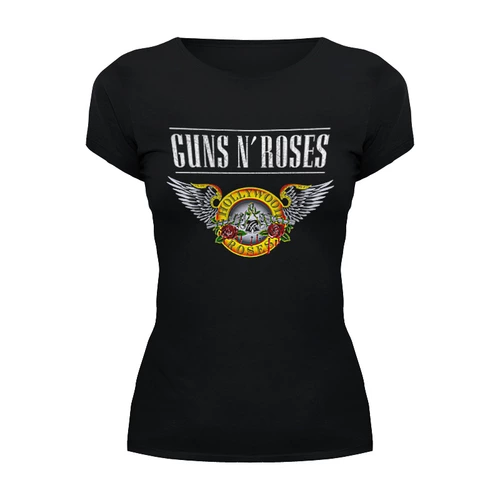 Заказать женскую футболку в Москве. Футболка базовая Guns n' Roses от Leichenwagen - готовые дизайны и нанесение принтов.