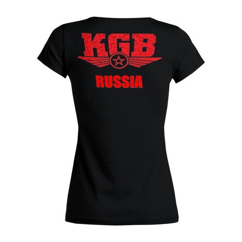 Заказать женскую футболку в Москве. Футболка базовая KGB Russia от Leichenwagen - готовые дизайны и нанесение принтов.