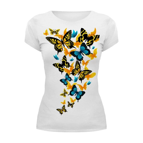 Заказать женскую футболку в Москве. Футболка базовая Бабочки летают бабочки... от Виктор Гришин - готовые дизайны и нанесение принтов.