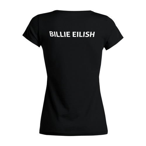 Заказать женскую футболку в Москве. Футболка базовая Billie Eilish (две стороны) от DESIGNER   - готовые дизайны и нанесение принтов.