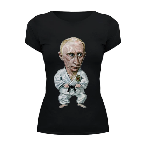 Заказать женскую футболку в Москве. Футболка базовая Путин от dizer - готовые дизайны и нанесение принтов.