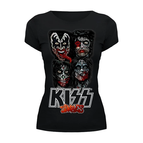 Заказать женскую футболку в Москве. Футболка базовая KISS Zombies от balden - готовые дизайны и нанесение принтов.