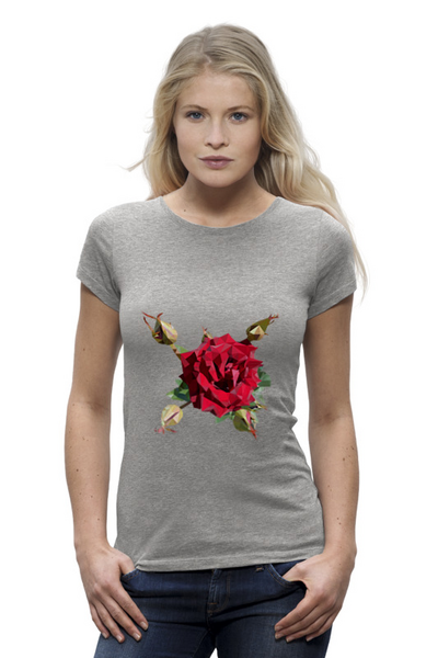 Заказать женскую футболку в Москве. Футболка базовая Rose Low Poly vector от natulia_hatulia@yahoo.com - готовые дизайны и нанесение принтов.