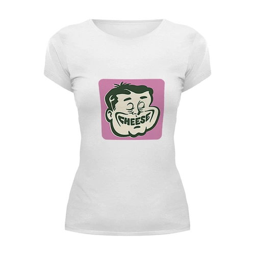 Заказать женскую футболку в Москве. Футболка базовая CHEESY SMILE от gent777 - готовые дизайны и нанесение принтов.