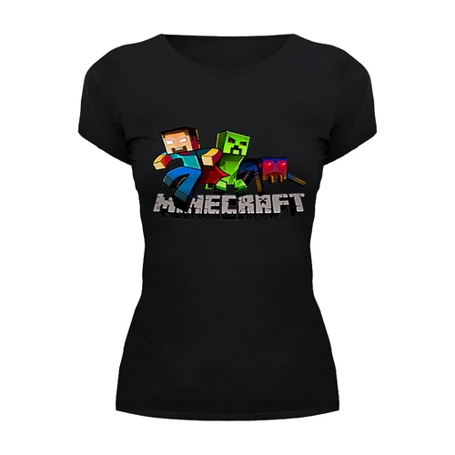 Заказать женскую футболку в Москве. Футболка базовая Minecraft - Майнкрафт от Savara - готовые дизайны и нанесение принтов.