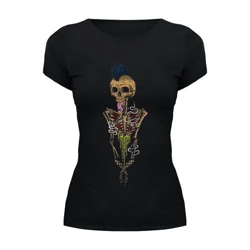 Заказать женскую футболку в Москве. Футболка базовая Skeleton Art от Leichenwagen - готовые дизайны и нанесение принтов.