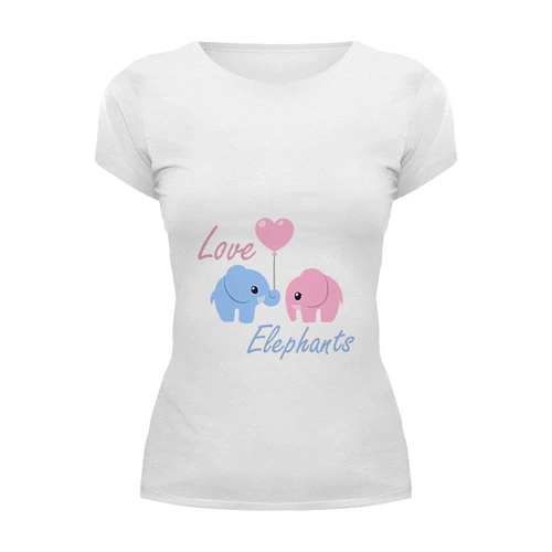 Заказать женскую футболку в Москве. Футболка базовая Love Elephants от cogwheel - готовые дизайны и нанесение принтов.