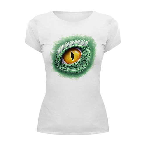 Заказать женскую футболку в Москве. Футболка базовая Глаз зеленого дракона от tigerda  - готовые дизайны и нанесение принтов.