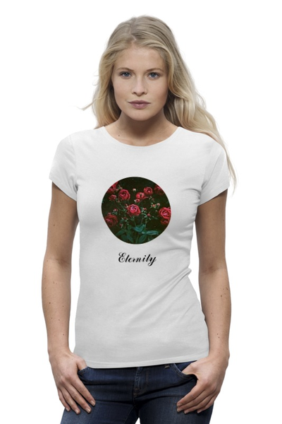 Заказать женскую футболку в Москве. Футболка базовая Eternity от yammichan - готовые дизайны и нанесение принтов.