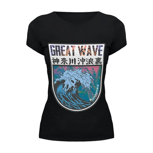 Заказать женскую футболку в Москве. Футболка базовая Great Wave off Aesthetic от Павел Павел - готовые дизайны и нанесение принтов.