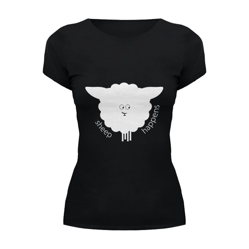 Заказать женскую футболку в Москве. Футболка базовая Round Sheep Black от Ugen - готовые дизайны и нанесение принтов.
