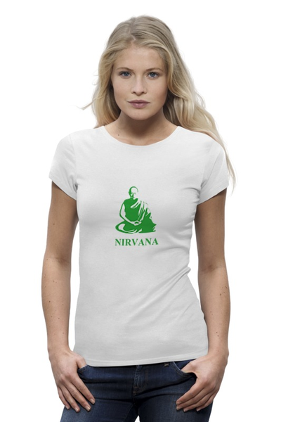 Заказать женскую футболку в Москве. Футболка базовая Nirvana-green от LINGAM ART | lingam.ord@gmail.com - готовые дизайны и нанесение принтов.