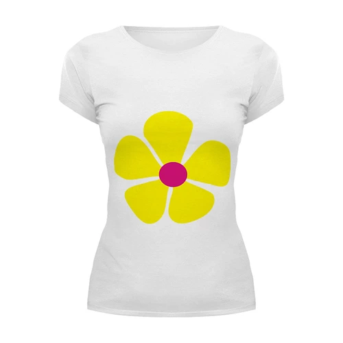 Заказать женскую футболку в Москве. Футболка базовая жнлтый цветок от nikol - готовые дизайны и нанесение принтов.