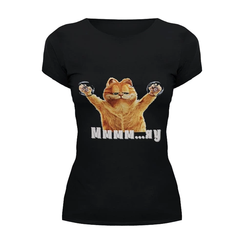 Заказать женскую футболку в Москве. Футболка базовая Гарфилд от v.mantrova@mail.ru - готовые дизайны и нанесение принтов.