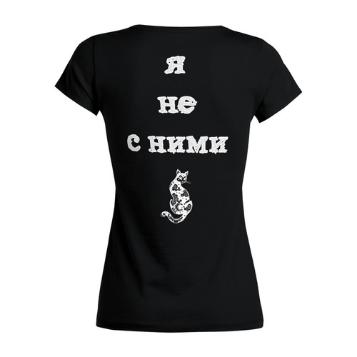 Заказать женскую футболку в Москве. Футболка базовая Кошка от MN - готовые дизайны и нанесение принтов.