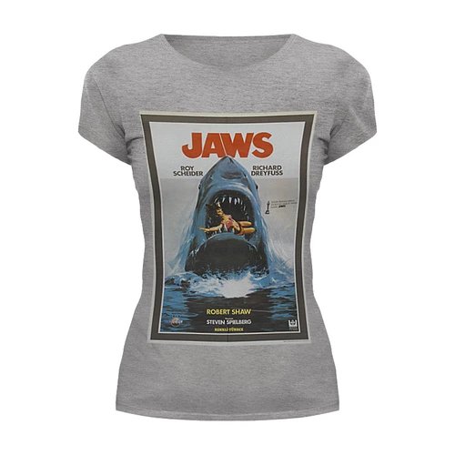 Заказать женскую футболку в Москве. Футболка базовая Jaws / Челюсти от KinoArt - готовые дизайны и нанесение принтов.
