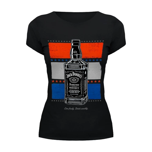 Заказать женскую футболку в Москве. Футболка базовая Jack Daniels от Leichenwagen - готовые дизайны и нанесение принтов.