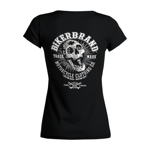 Заказать женскую футболку в Москве. Футболка базовая Bikerbrand от Leichenwagen - готовые дизайны и нанесение принтов.