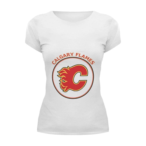 Заказать женскую футболку в Москве. Футболка базовая Calgary Flames, от kspsshop - готовые дизайны и нанесение принтов.