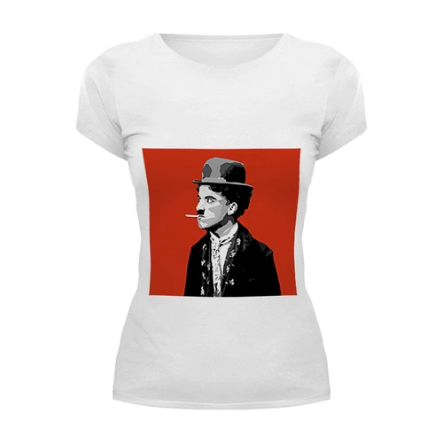 Заказать женскую футболку в Москве. Футболка базовая Чарльз Чаплин от YellowCloverShop - готовые дизайны и нанесение принтов.