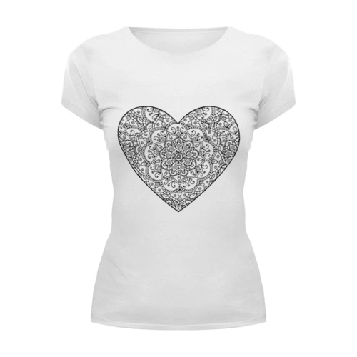 Заказать женскую футболку в Москве. Футболка базовая Сердце с узорами от Antaya - готовые дизайны и нанесение принтов.