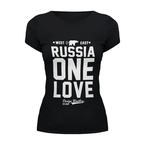 Заказать женскую футболку в Москве. Футболка базовая RUSSIA ONE LOVE by DESIGN MINISTRY от Design Ministry - готовые дизайны и нанесение принтов.