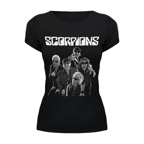 Заказать женскую футболку в Москве. Футболка базовая Scorpions Band от Leichenwagen - готовые дизайны и нанесение принтов.