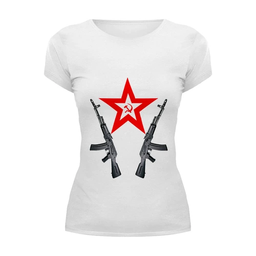 Заказать женскую футболку в Москве. Футболка базовая RedStar AK от karbafoss - готовые дизайны и нанесение принтов.