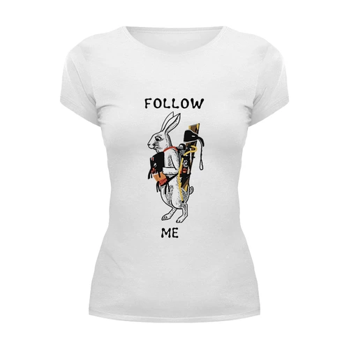 Заказать женскую футболку в Москве. Футболка базовая Follow me от Natalia Golyshkina - готовые дизайны и нанесение принтов.