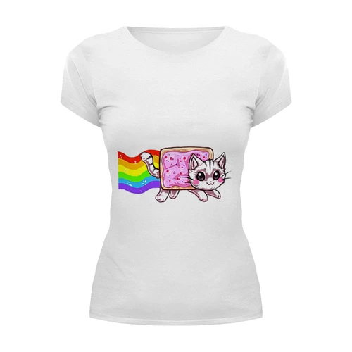 Заказать женскую футболку в Москве. Футболка базовая Nyan cat от YellowCloverShop - готовые дизайны и нанесение принтов.