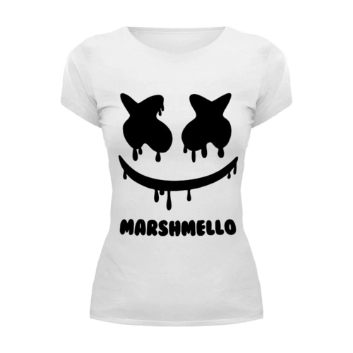 Заказать женскую футболку в Москве. Футболка базовая Marshmello от weeert - готовые дизайны и нанесение принтов.