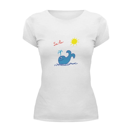 Заказать женскую футболку в Москве. Футболка базовая синий кит от Karina Radomskaya - готовые дизайны и нанесение принтов.