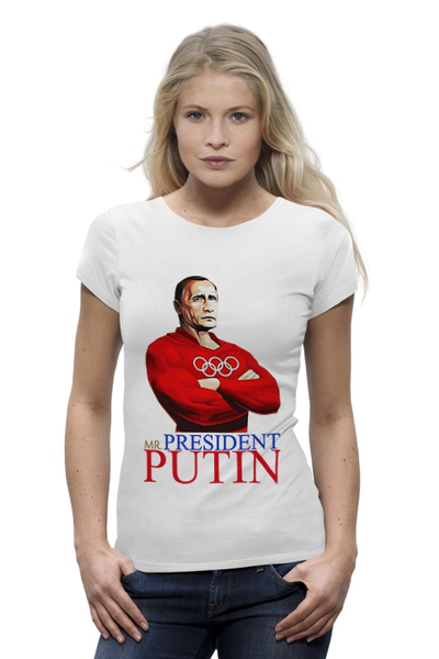 Заказать женскую футболку в Москве. Футболка базовая Мr. President Putin от Leichenwagen - готовые дизайны и нанесение принтов.