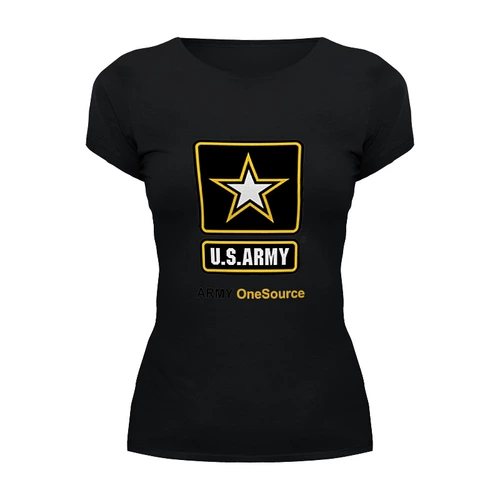 Заказать женскую футболку в Москве. Футболка базовая U.S. ARMY от KinoArt - готовые дизайны и нанесение принтов.