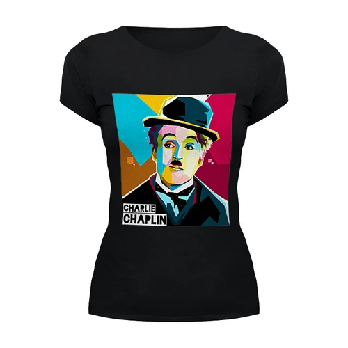 Заказать женскую футболку в Москве. Футболка базовая Чарли Чаплин от originals - готовые дизайны и нанесение принтов.