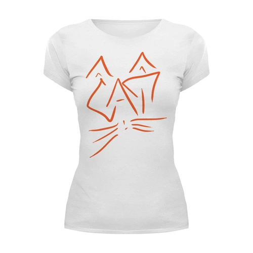 Заказать женскую футболку в Москве. Футболка базовая Cat Lines от oneredfoxstore@gmail.com - готовые дизайны и нанесение принтов.