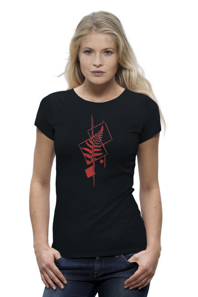 Заказать женскую футболку в Москве. Футболка базовая Fern Geometry от oneredfoxstore@gmail.com - готовые дизайны и нанесение принтов.