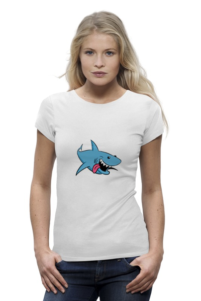 Заказать женскую футболку в Москве. Футболка базовая акула от Picasso - готовые дизайны и нанесение принтов.