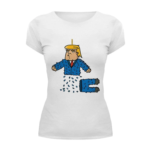 Заказать женскую футболку в Москве. Футболка базовая Дональд Трамп от trugift - готовые дизайны и нанесение принтов.