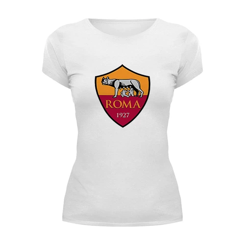 Заказать женскую футболку в Москве. Футболка базовая FC Roma от THE_NISE  - готовые дизайны и нанесение принтов.
