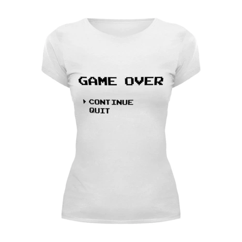 Заказать женскую футболку в Москве. Футболка базовая Конец Игры (Game Over) от fanart - готовые дизайны и нанесение принтов.