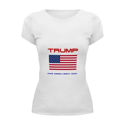 Заказать женскую футболку в Москве. Футболка базовая Трамп наш! от игорь попов - готовые дизайны и нанесение принтов.