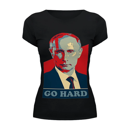 Заказать женскую футболку в Москве. Футболка базовая Путин от denis01001 - готовые дизайны и нанесение принтов.