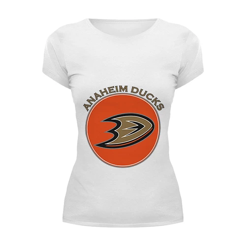 Заказать женскую футболку в Москве. Футболка базовая Anaheim Ducks от kspsshop - готовые дизайны и нанесение принтов.