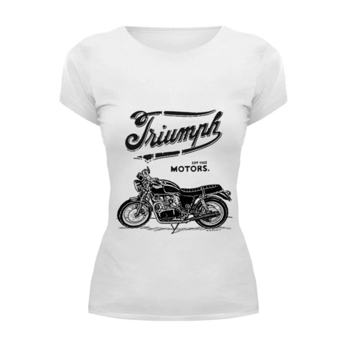 Заказать женскую футболку в Москве. Футболка базовая Triumph Motorcycles от madwheelz - готовые дизайны и нанесение принтов.