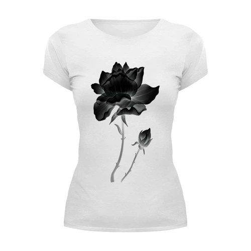 Заказать женскую футболку в Москве. Футболка базовая Черная роза от queen  - готовые дизайны и нанесение принтов.