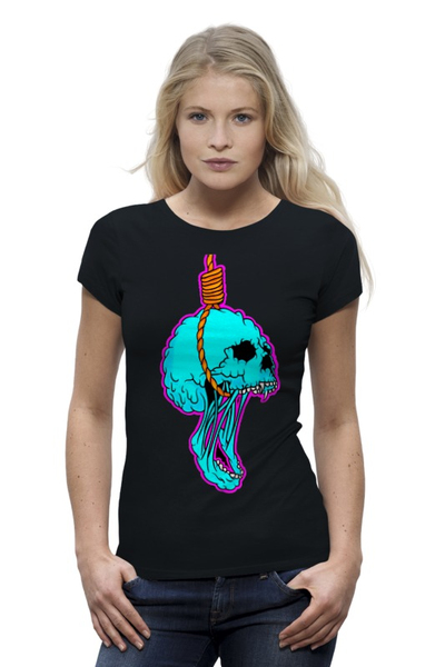 Заказать женскую футболку в Москве. Футболка базовая Noose Skull от Leichenwagen - готовые дизайны и нанесение принтов.