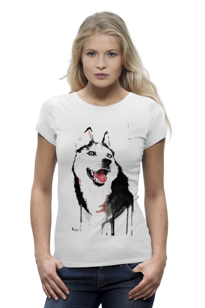 Заказать женскую футболку в Москве. Футболка базовая Для любителей собак от nastya___ - готовые дизайны и нанесение принтов.